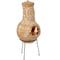 Vintiquewise Outdoor Clay Chiminea Fireplace Sun Design Wood Burning Fire Pit with Metal Stand, Terra Cotta QI004631.TC - alternate 1